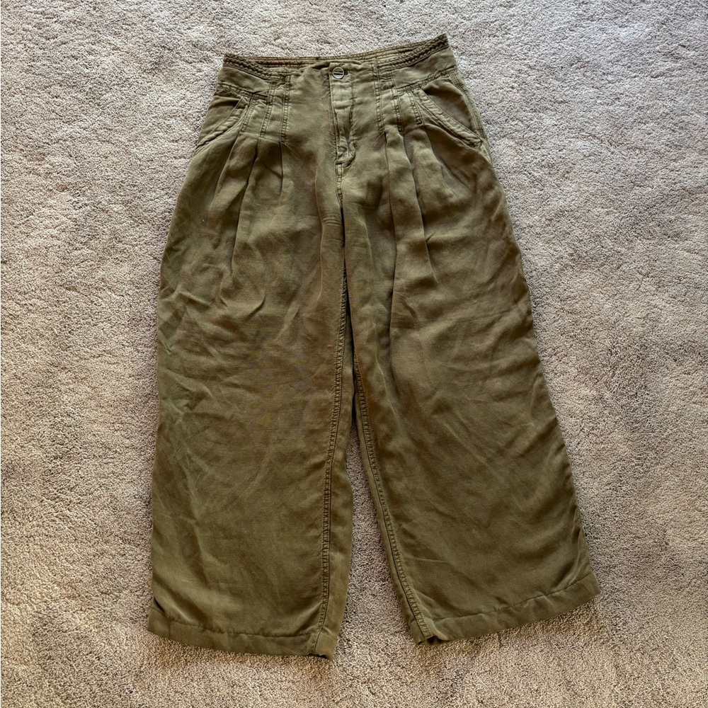 Free People Green Wide Leg Pants